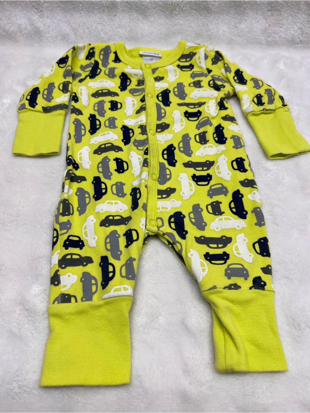 Absorba Lime Green Car-Print Baby One-Piece Sleeper